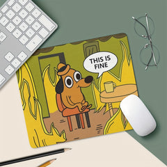 This Is Fine Dog with Fire Gaming Mouse Pad Non Slip Rubber Mouse Pad