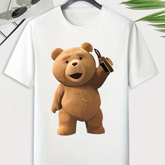 Men's Teddy Bear Pattern T shirt Active Tee
