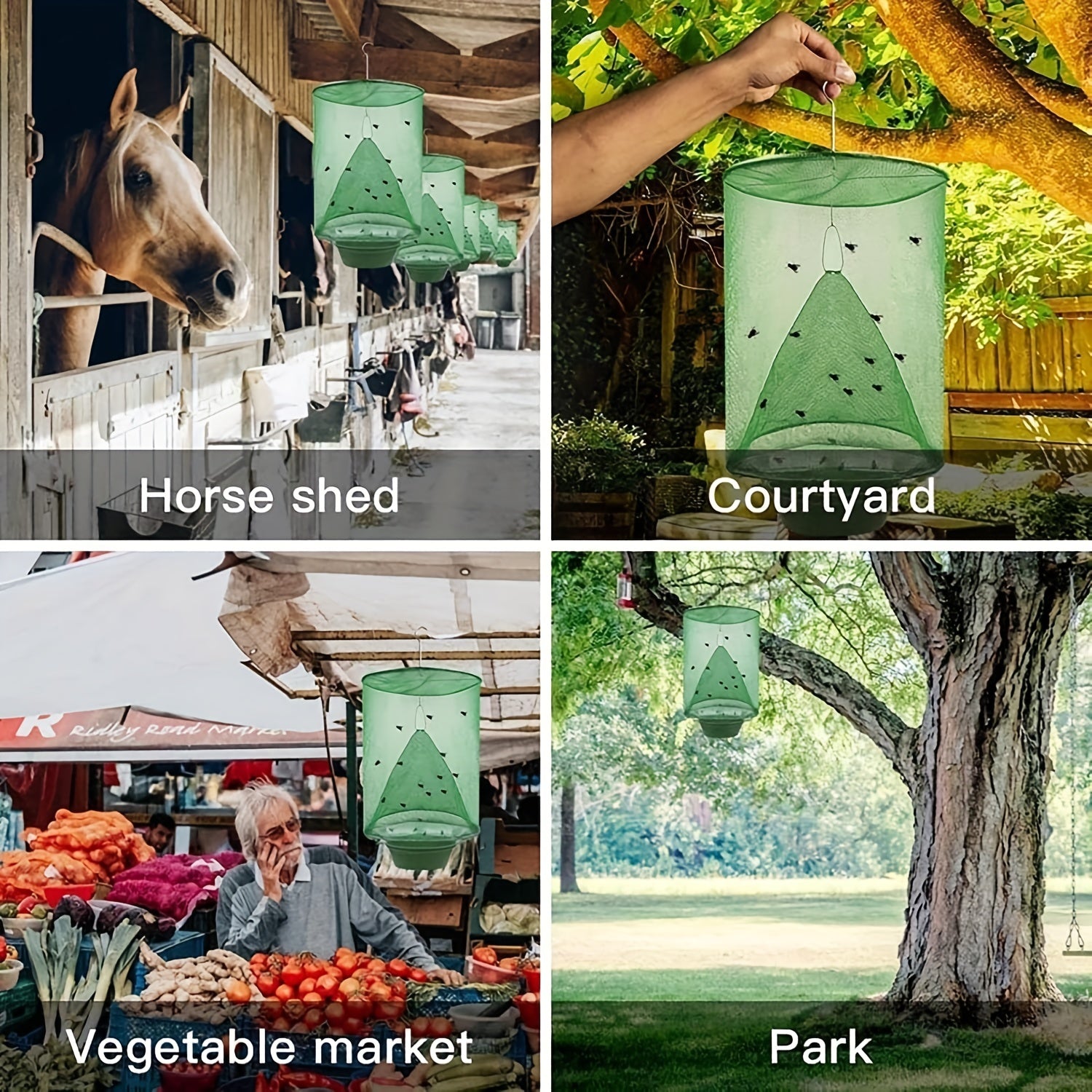 6pcs Ranch Fly Traps Outdoor Hanging Stable Fly Trap Reusable Fly Killer Cage