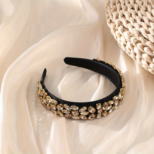 Baroque Rhinestone Headband Crystal Head Hoop Wide Headdress Hair Accessories