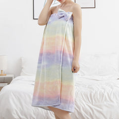 Absorbent Rainbow Bath Towel for Women Coral Fleece Tube Top