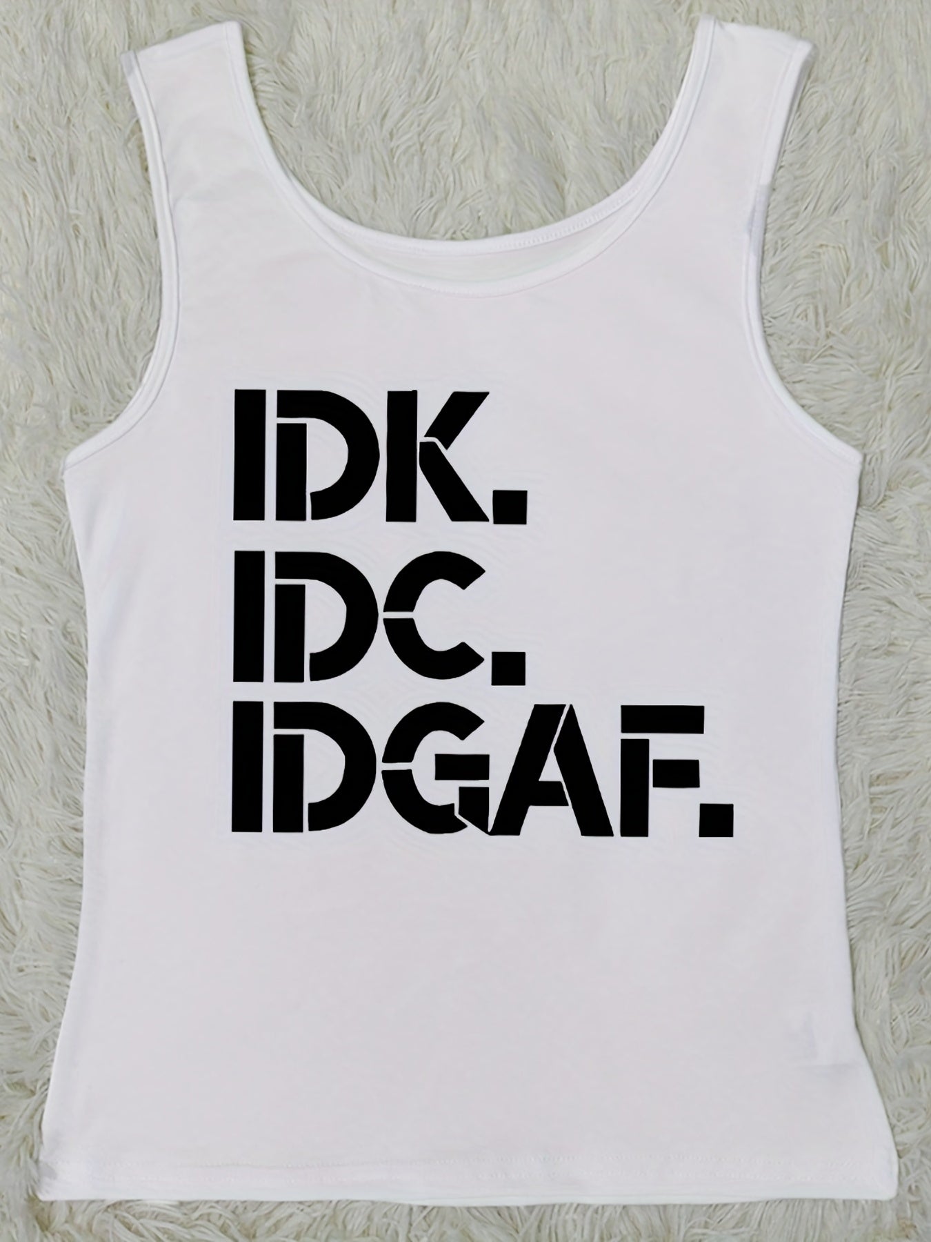 Letter Print Tank Top Casual Crew Neck Sleeveless Versatile Tank Top