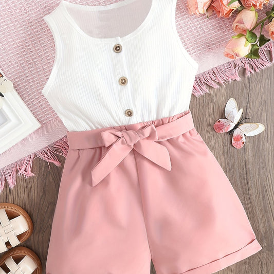 Girls Pink Summer Jumpsuit