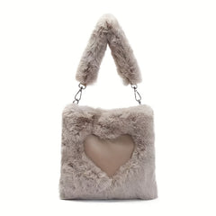 Heart Plush Crossbody Bag Fuzzy Handbag