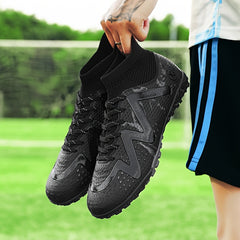 Men's High Top Turf Football Boots Anti-skid Lace-Up TF Soccer Cleats