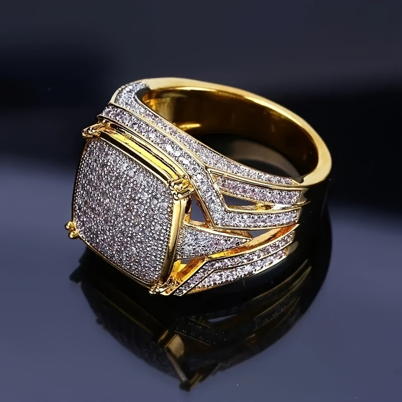 Men's Punk Rhinestone Hip Hop CZ Ring