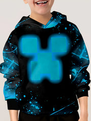 Cartoon Face 3D Print Kid's Hoodie Unisex Pullover