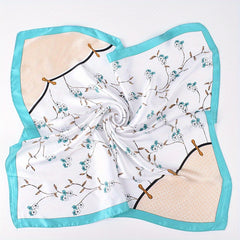 Flower Print Bandana Classic Silk Square Scarf Necke...