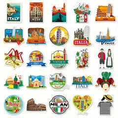 50pcs Italian Landscape Graffiti Stickers DIY Skateboard Notebook Waterproof