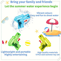 6pcs Mini Plastic Water Gun Toy Set for Outdoor Pool Party Game