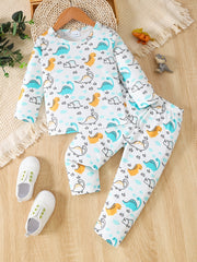 2pcs Baby Boys Dinosaur T-shirt & Pants Set for Spring & Autumn Toddler