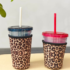Leopard Printed Bottle Covers Reusable Stylish Sleeve For Water Cup