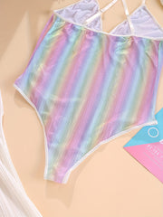 Rainbow Striped Crisscross Back Teddy Bodysuit