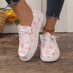 Cartoon Pattern Women's Skate Shoes - Hearts & Dog Paws