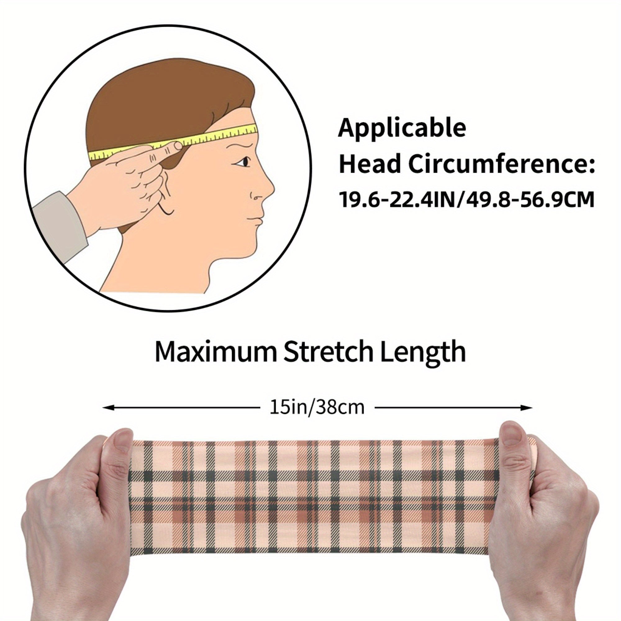 Men's Vintage Plaid Headband Pink Tan Outfit Accessory Comfortable