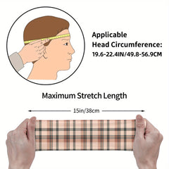 Men's Vintage Plaid Headband Pink Tan Outfit Accessory Comfortable
