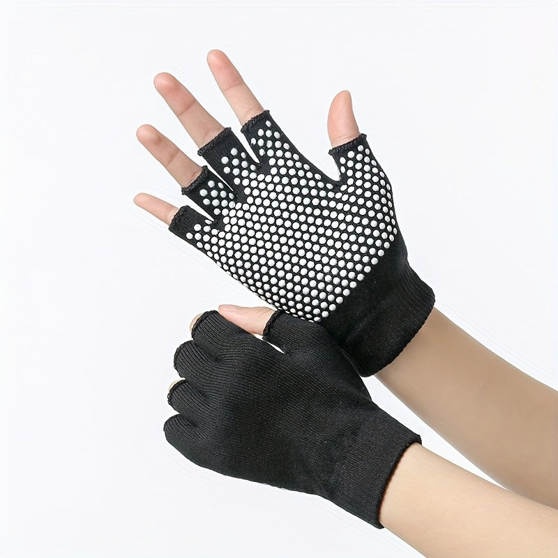 Yoga Half Finger Gloves Non slip Solid Fingerless Gloves for Training Cycling