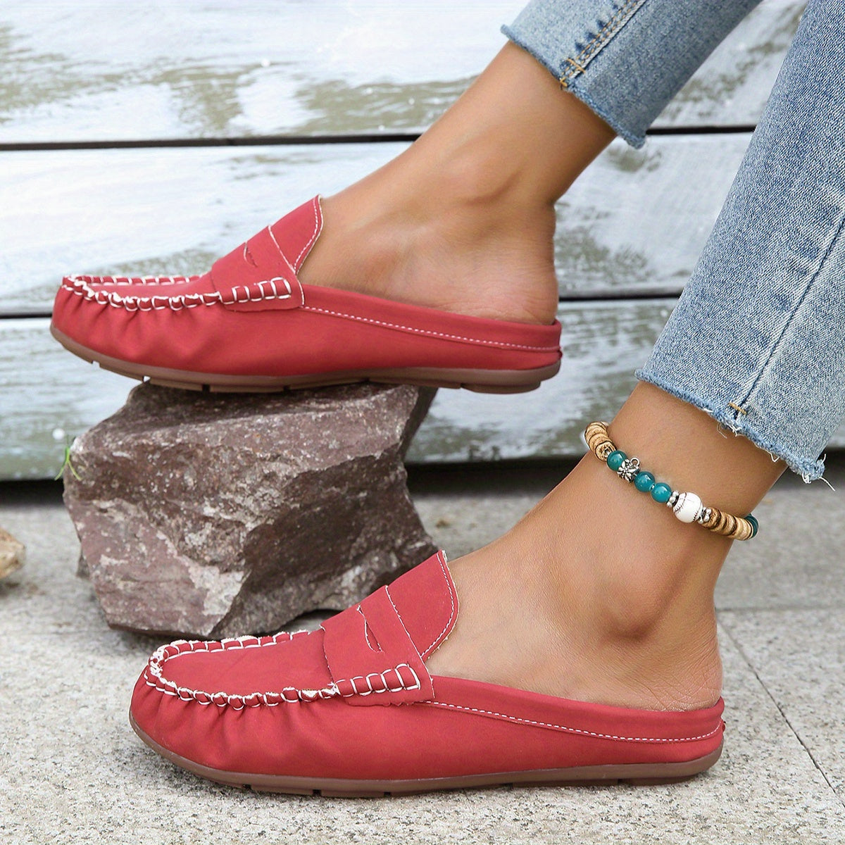Women's Casual Slip On Sandals Stitching Detail Lightweight Shoes