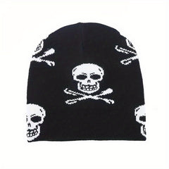 Hip Hop Skull Jacquard Beanie Y2K Knitted Hat Warm Cap