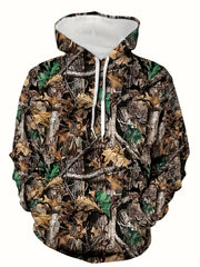 Men's Branches Print Hoodie Casual Hooded Sweatshirt