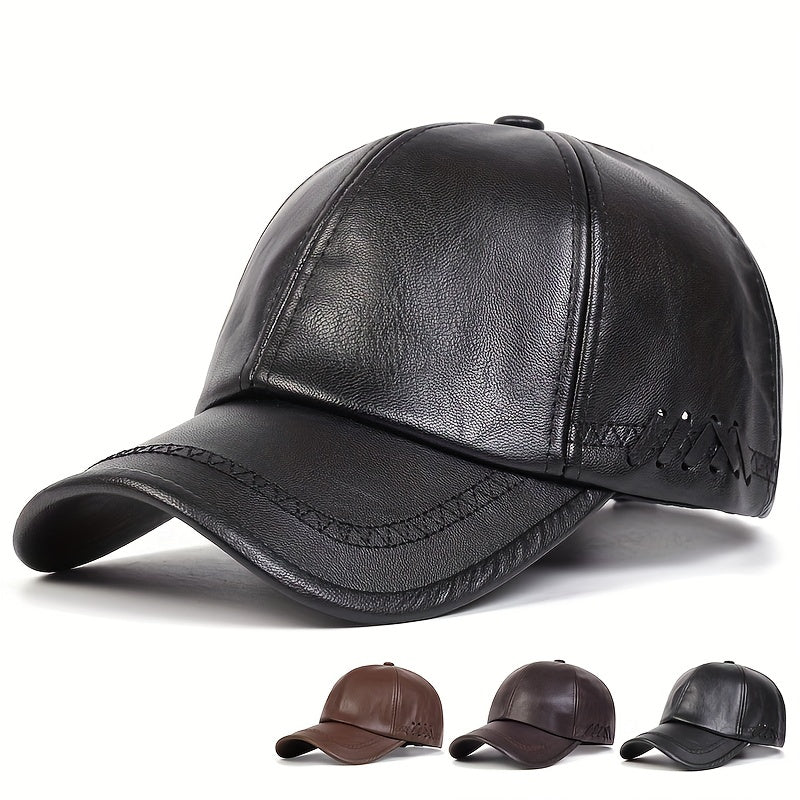 Waterproof PU Leather Baseball Cap Unisex Dad Hat Adjustable Sports Golf