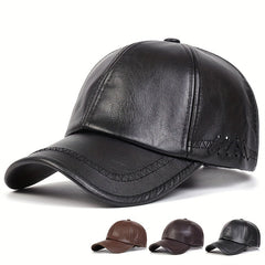 Waterproof PU Leather Baseball Cap Unisex Dad Hat Adjustable Sports Golf