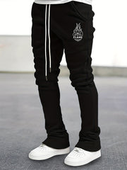 Men's Globe Pattern Flared Trousers Hip Hop Style Joggers