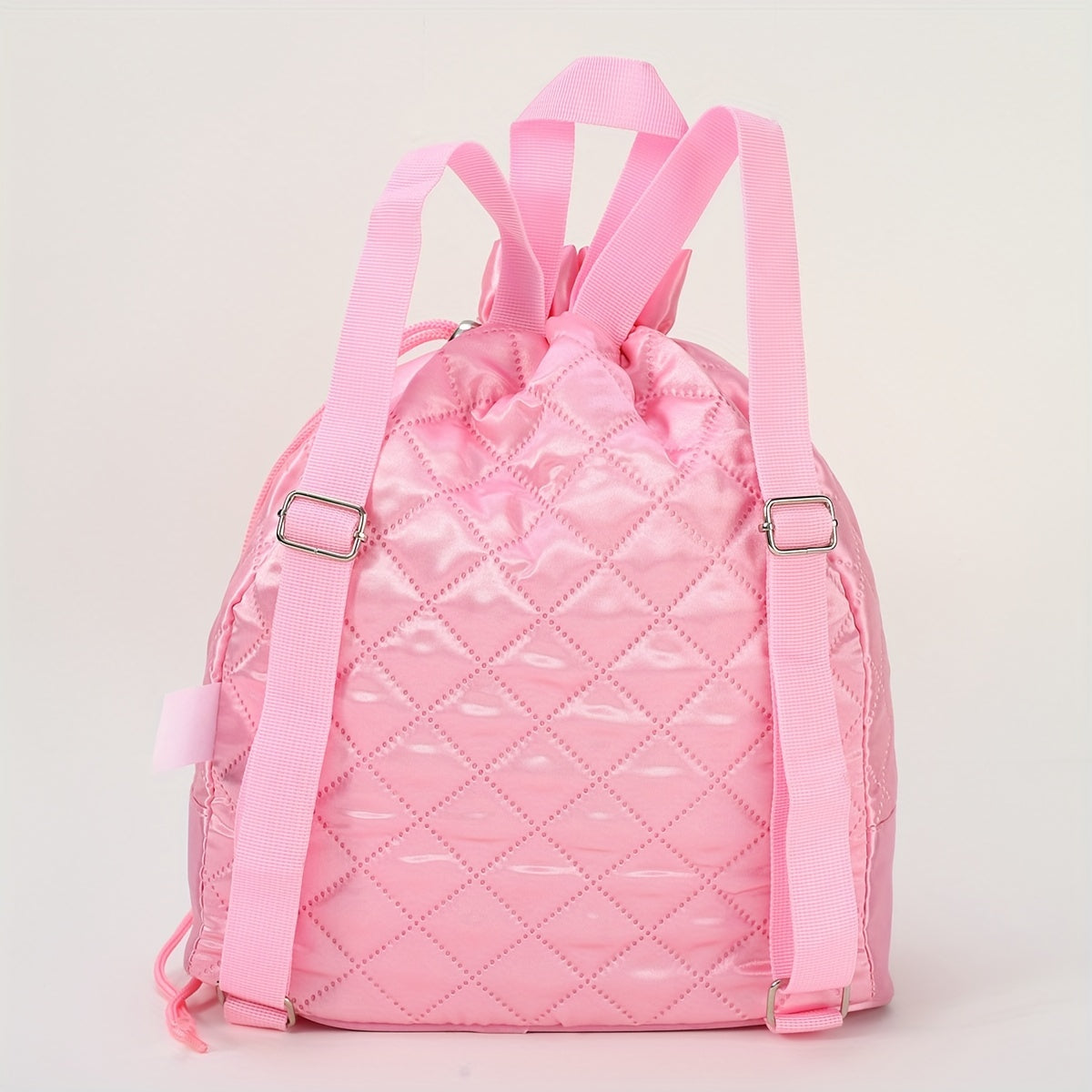 Girls Ballet Shoes Decor Drawstring Backpack Pink Waterproof Travel Bag