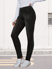 High Waist Slash Pocket Skinny Denim Jeans