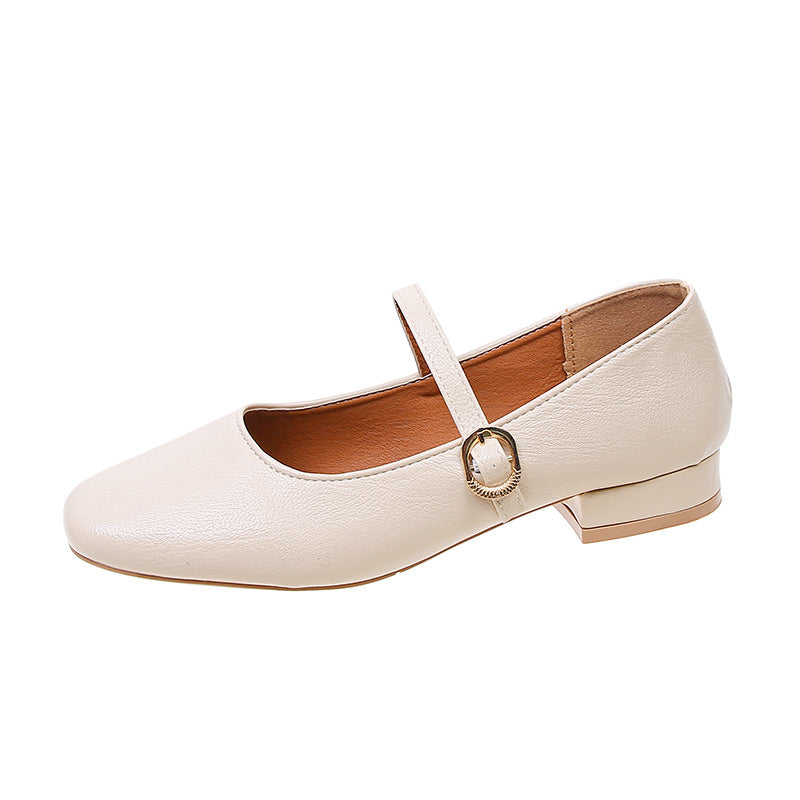 Women's Low Heel Mary Jane Square Toe Strap Shoes