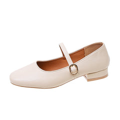 Women's Low Heel Mary Jane Square Toe Strap Shoes
