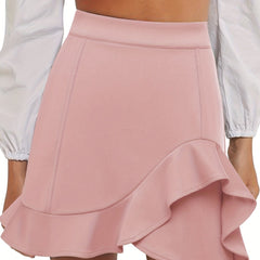 Elastic Ruffle Trim Skirt for Spring & Summer Women's Clothing