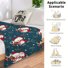 Christmas Snowman Santa Reindeer Blanket Soft Lightweight Throw