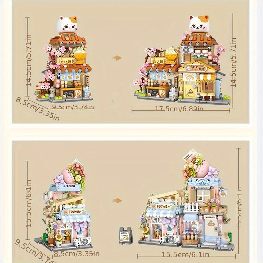 800 pcs TAIYAKI & Flower House Mini Building Blocks Set
