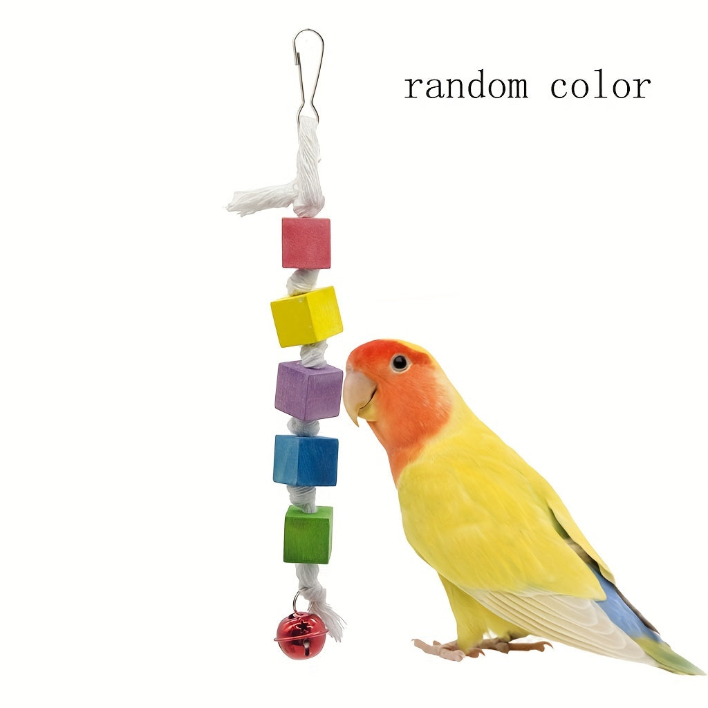 Colorful Wooden Parrot Swing Toy for Chewing with Cage Accessories