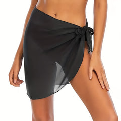 Women's Sheer Chiffon Short Sarong Beach Wrap Solid Cover Up