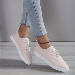 Women's Minimalist Solid Sneakers Low Round Toe Lace-Up Outdoor Shoes