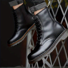 Women's Lace Up Ankle Combat Boots Round Toe Short Boots