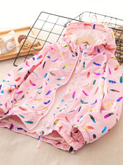 Kid Girls Casual Sports Windbreaker Waterproof Hooded Jacket Top