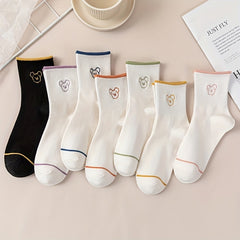 5 Pairs Bear Print Socks Women's Stockings & Hosiery