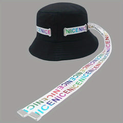 Colorful Ribbon Hip Hop Bucket Hat Solid Kpop Sunscreen Basin Hat