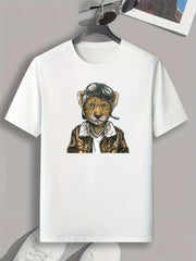 Leopard Print Men's Graphic T shirt Casual Comfy Tees For Summer