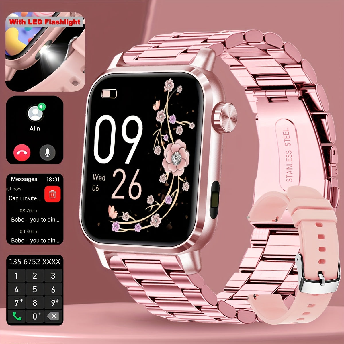 COIUSOR Smart Watch with LED Flashlight 4