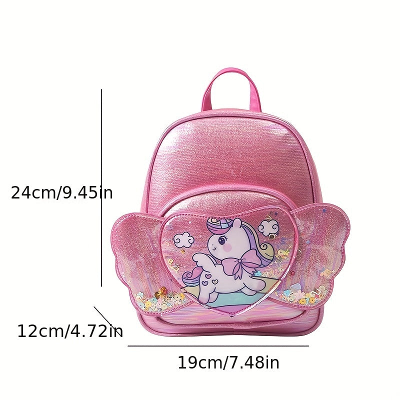 Love Heart Unicorn Backpack For Kids Sequin Kindergarten School Bag