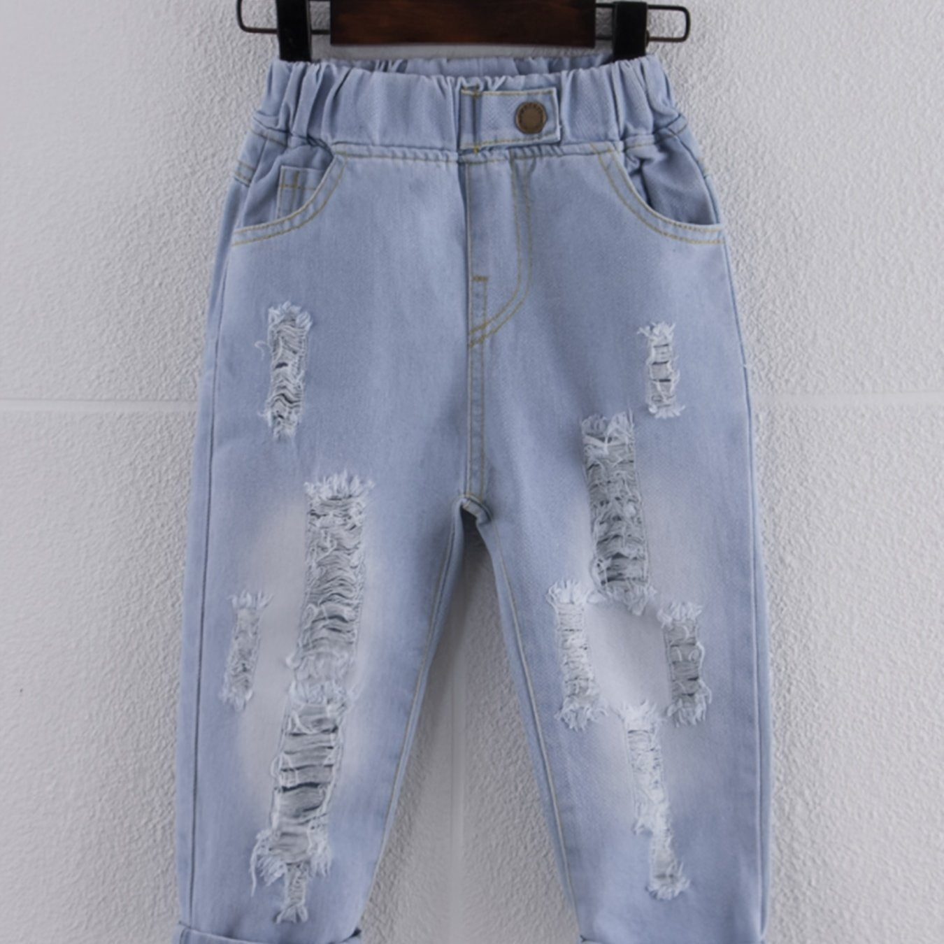Boys Ripped Denim Long Pants Spring Autumn Outdoor