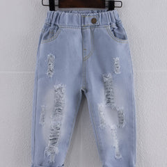 Boys Ripped Denim Long Pants Spring Autumn Outdoor