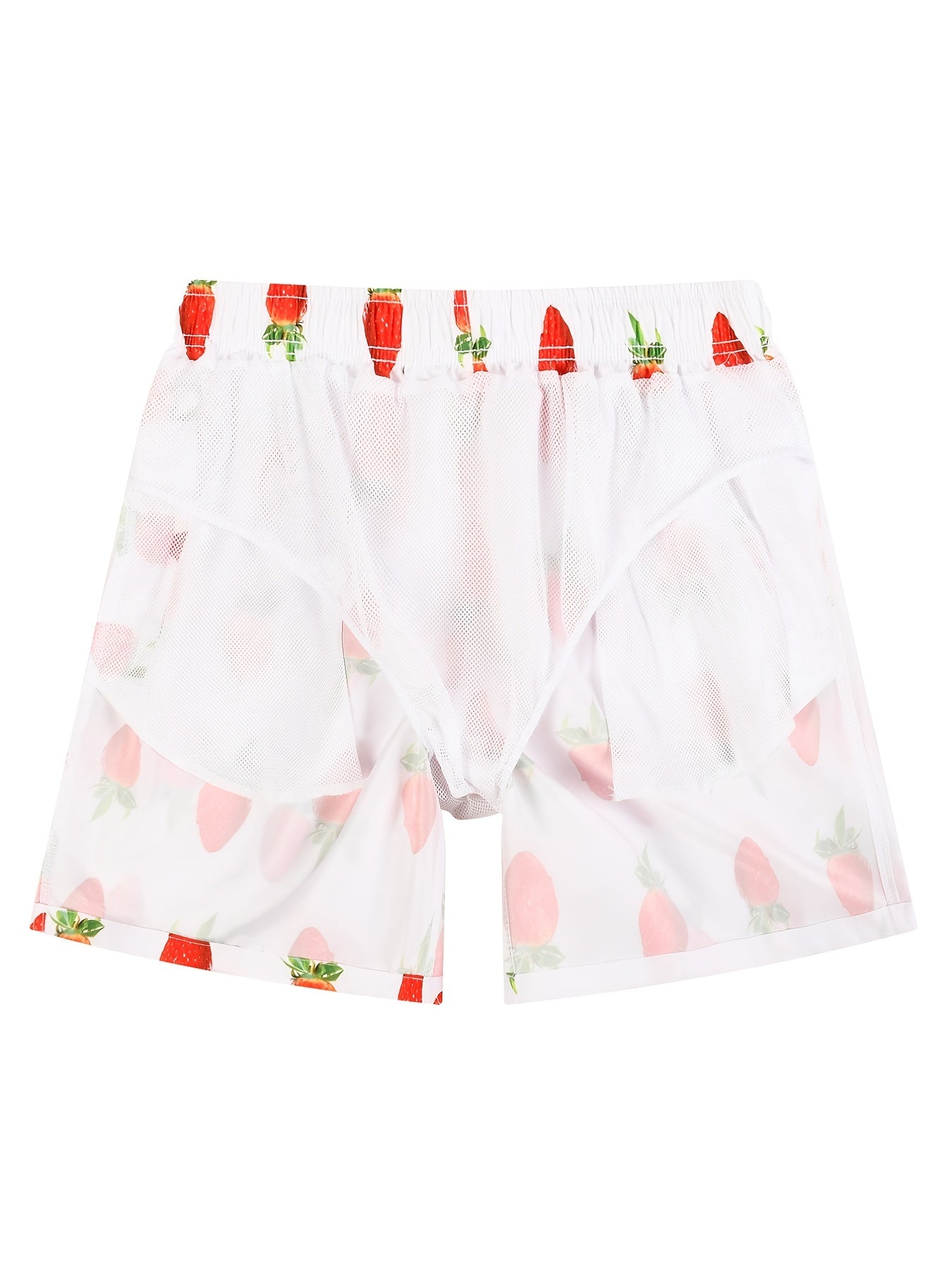 Men's Stretch Strawberry Print Shorts for Summer