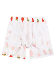 Men's Stretch Strawberry Print Shorts for Summer