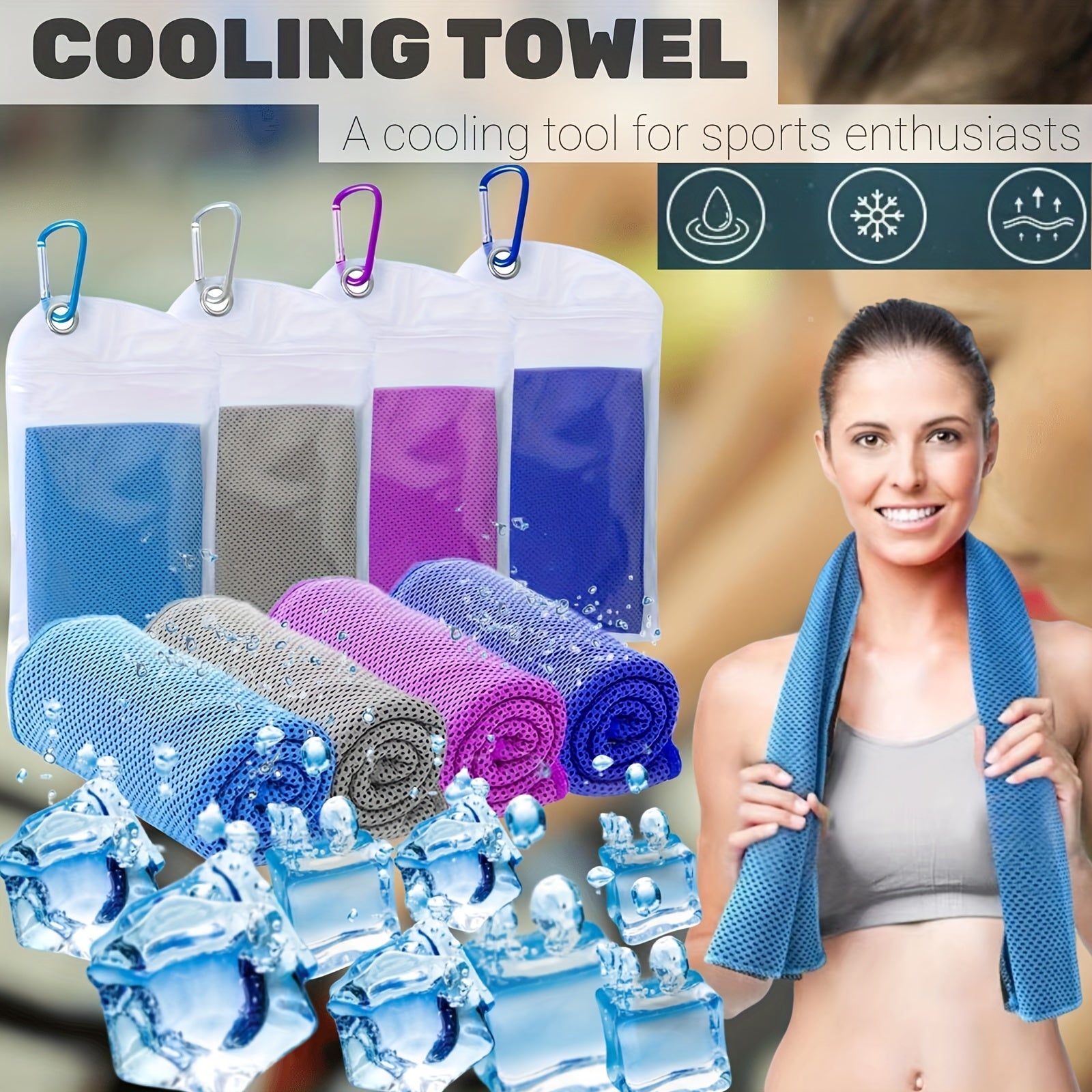 4pcs Cooling Towels with Storage Bag Quick Drying Towel for Yoga