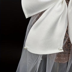 Faux Pearl Bow Veil Hair Clip French Barrette Bridal Head Accessories